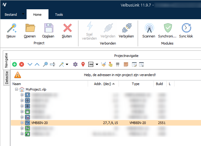 Velbuslink VMB8IN-20 Firmware version 2551